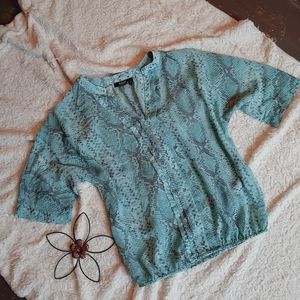 Teal snake print blouse